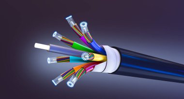 Fiber optik kablo veri aktarımı 3d sonu