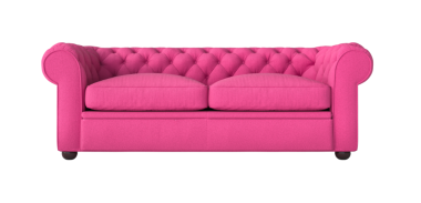 Pembe göğüs alanı kanepesi şeffaf arka planda 3 boyutlu izole edilmiş.