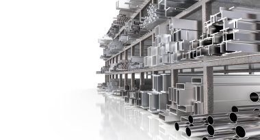 Metal profil ve tüpler depo rafları, 3D