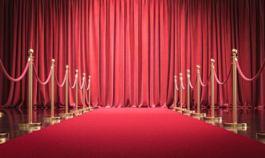 Kırmızı halı perdenin kapanmasına yol açıyor 3D başarı konsepti