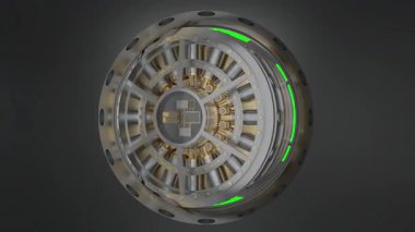 Banka kasa kapısı yeşil ekran arkaplanı ile açılıyor