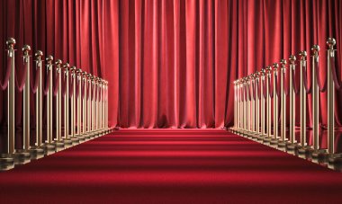 Kırmızı halı, sahnenin kapalı perdesine çıkıyor.