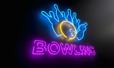 Bowling neon tabelaları topun 3 boyutlu lobutları devirdiğini gösteriyor.