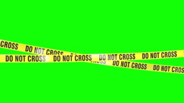 Sarı uyarı bandı yeşil ekranda sallanıyor