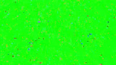 Canlı yeşil ekrana çarpan çok renkli konfeti. Kutlama videoları için mükemmel.