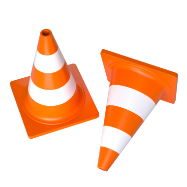 İki 3D trafik konisi şeffaf arkaplan