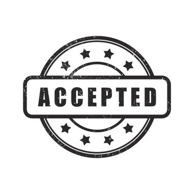 Yıldızlı grunge kauçuk vektör damgası kabul edildi