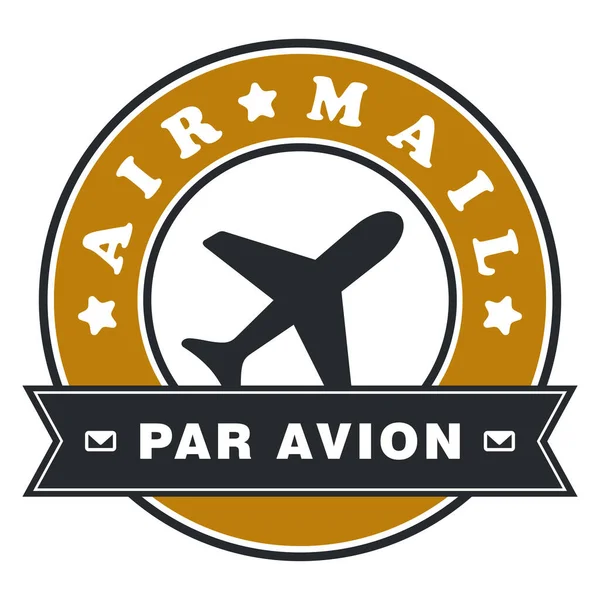 Air Mail Emblema Vetor Com Avião Para Dentro — Vetor de Stock