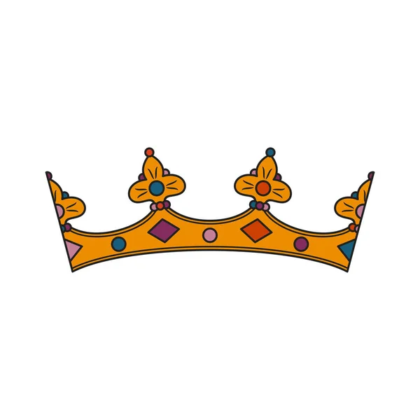 King Crown Vintage Vector Illustration Crown Gems Illustration — Stock Vector