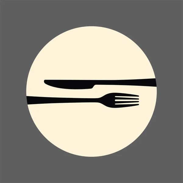 フォークとナイフのベクターイラスト付きレストランエンブレム — ストックベクタ
