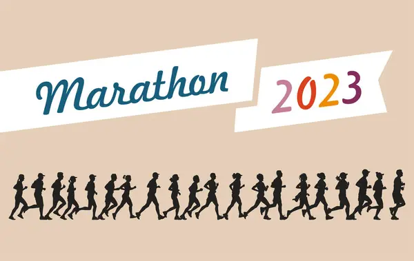 Laufende Menschen Marathon 2023 Vektorillustration — Stockvektor