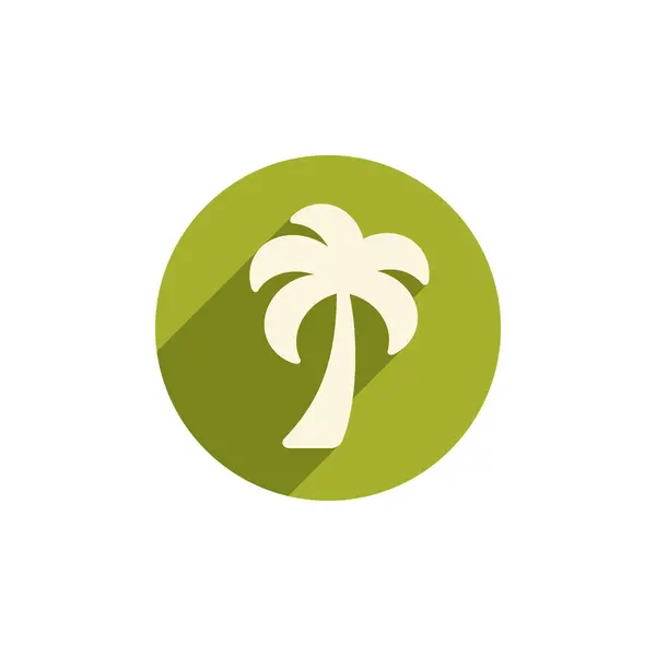 Palm Tree Flat Style Vector Icon Shape Long Shadow — Stock Vector