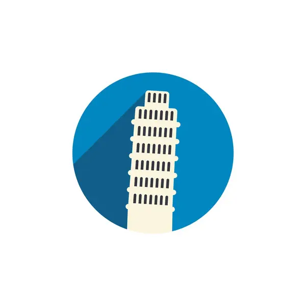 Pisa Turm Vektor Illustration Flachen Stil Mit Langen Schatten — Stockvektor