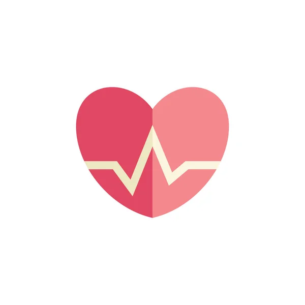 Heart Pulse Trace Cute Flat Vector Illustration — Stock Vector