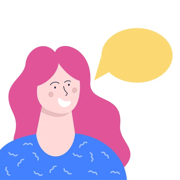 Talking Woman Cute Bright Coloured Flat Vector Illustration — Stock Vector