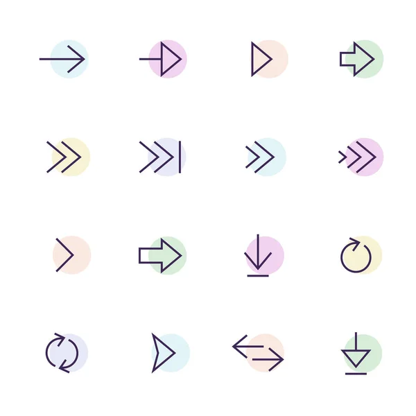Flechas Línea Iconos Con Manchas Pastel Colores Ilustración de stock