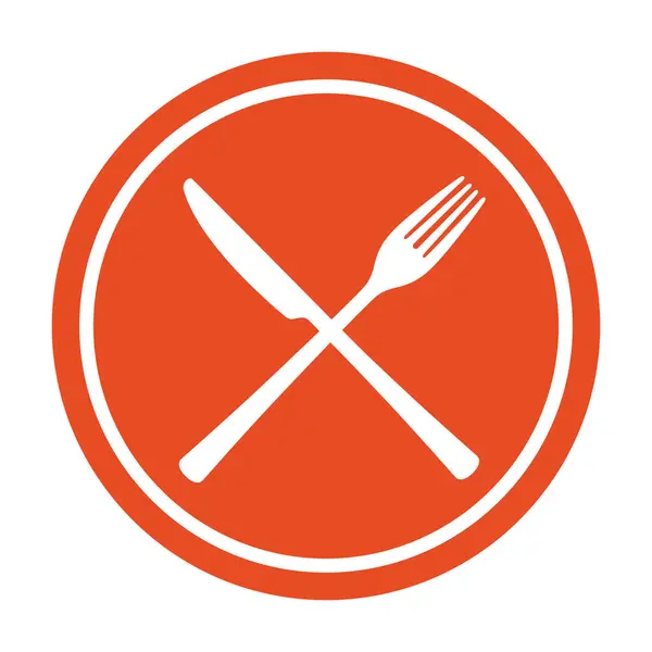 Znak Restaurace Křížená Vidlička Nůž Oranžovém Kruhu Royalty Free Stock Vektory
