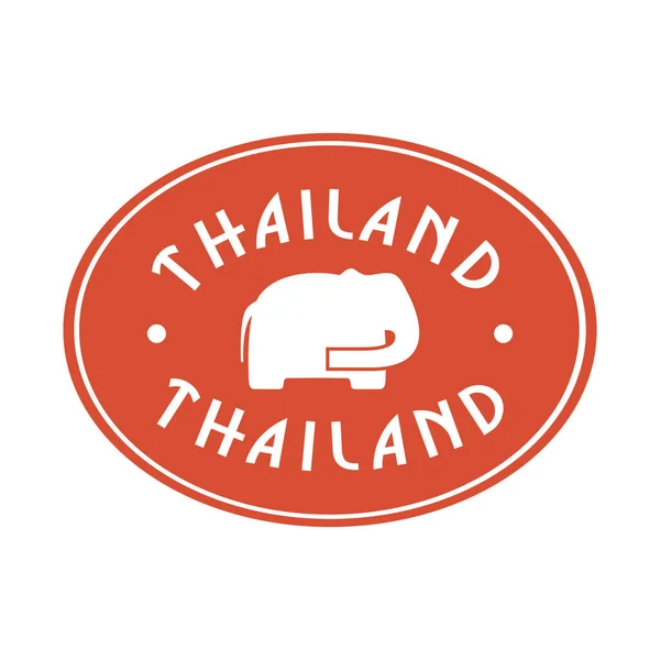 Tajlandzki Znaczek Etykietka Owalna Naklejka Kolorze Pomarańczowym Białym Słoniem Ilustracja Stockowa