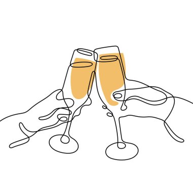 Elleri şampanya kadehleriyle alkışlıyor.