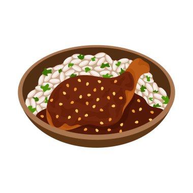 Meksika yemeği Köstebek Poblano ile pirinç vektör çizimi