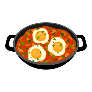 Huevos Rancheros Meksika yemek vektörü çizimi