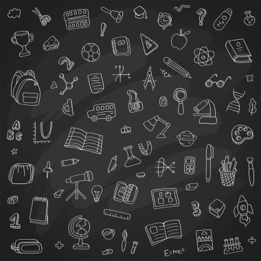 Okul ve eğitim sanatsal çizimler. Vektör illüstrasyonu.