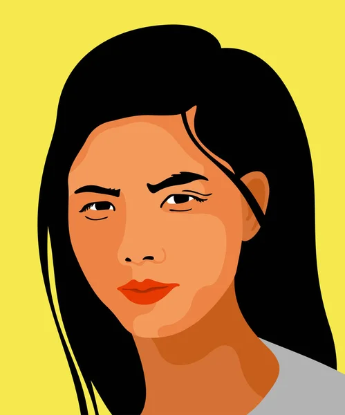Portrét Asijské Dívky Vektorové Ilustrace — Stockový vektor