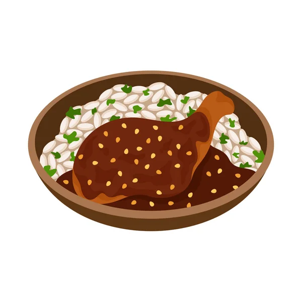 Mexican Dish Mole Poblano Rice Vector Illustration — Stock Vector