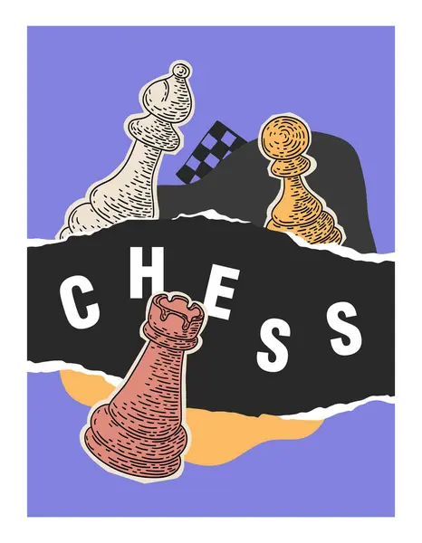 Kolekce Šachových Návrhů Pro Web Mobilní Aplikace Oznámení Turnajů Obaly — Stockový vektor