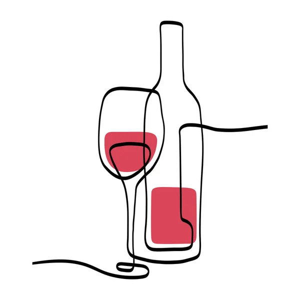 Rode Wijn Continue Lijn Vector Illustratie Stockillustratie