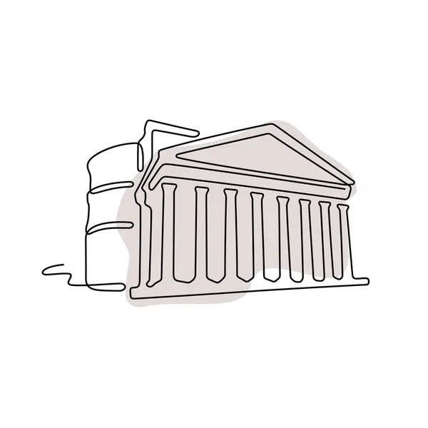 Pantheon Roma Itália Uma Linha Ilustração Vetorial Vetores De Bancos De Imagens