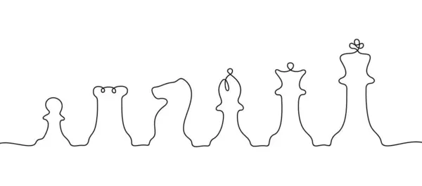 Σκακιστικά Κομμάτια Μία Γραμμή Διανυσματική Απεικόνιση Royalty Free Εικονογραφήσεις Αρχείου