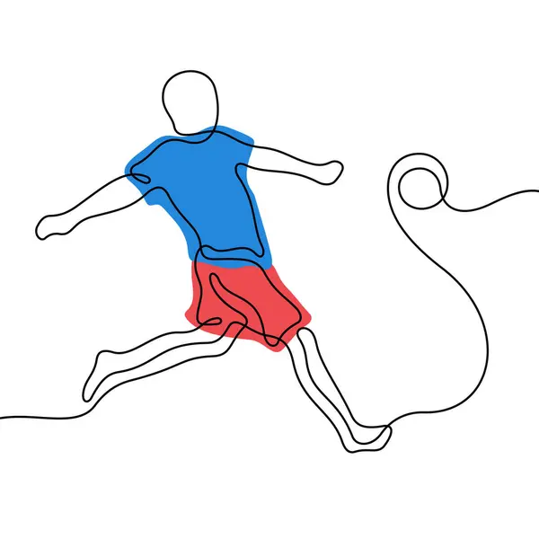 Voetbalspeler Een Lijn Vector Illustratie Stockillustratie