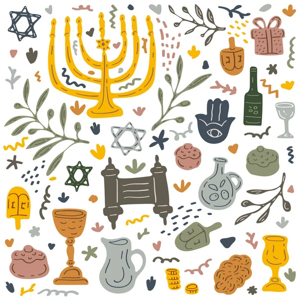 Tradycyjne Religijne Symbole Wakacje Ręcznie Rysowane Ilustracja Grafika Wektorowa