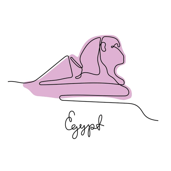 Große Pyramiden Von Gizeh Und Sphinx Ägypten Durchgehende Linie Bunte — Stockvektor