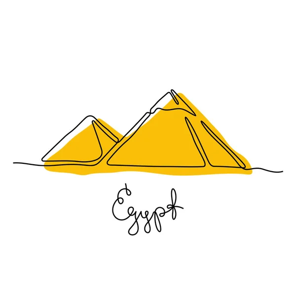Piramides Van Gizeh Egypte Doorlopende Lijn Kleurrijke Vector Illustratie — Stockvector