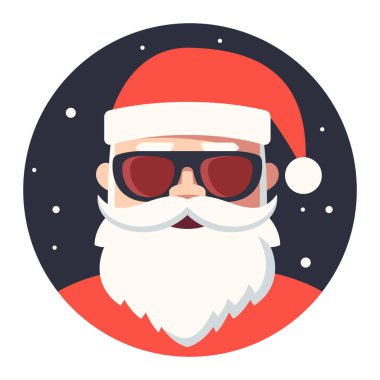 Noel Baba yüzü ikonu. Noel Baba avatar vektör illüstrasyonu.