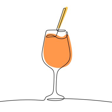 Kokteyl camı sürekli renkli vektör çizgisi çizimi.