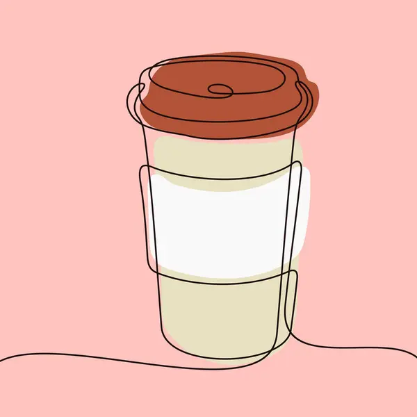 Kaffe Att Kontinuerlig Linje Färgglada Vektor Illustration — Stock vektor