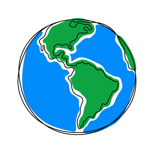 Illustration Vectorielle Colorée Planète Terre Ligne Continue — Image vectorielle