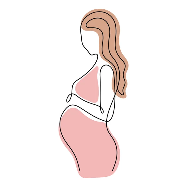 Zwangere Vrouw Continue Lijn Kleurrijke Vector Illustratie — Stockvector