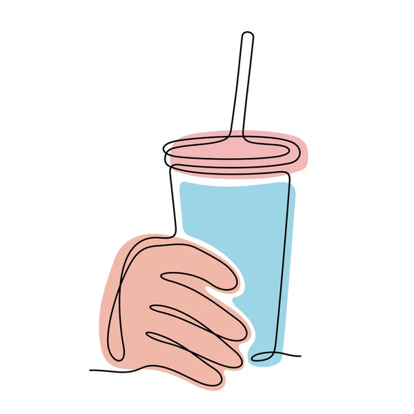 Ice Drink Kontinuerlig Linje Färgglada Vektor Illustration — Stock vektor