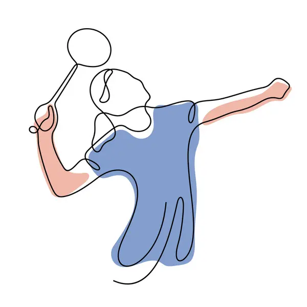 Mulher Jogando Badminton Linha Contínua Colorido Vetor Ilustração Ilustração De Bancos De Imagens