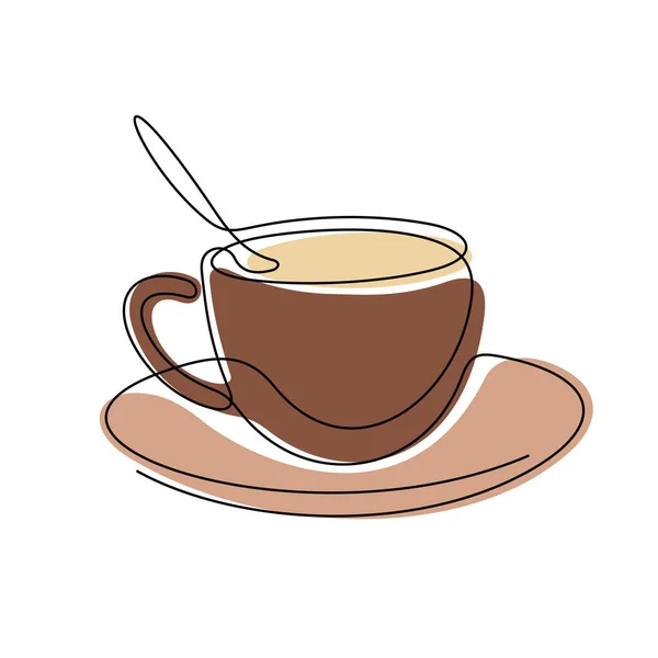 Cana Cafea Linie Continuă Ilustrație Vectorială Colorată Vector de stoc