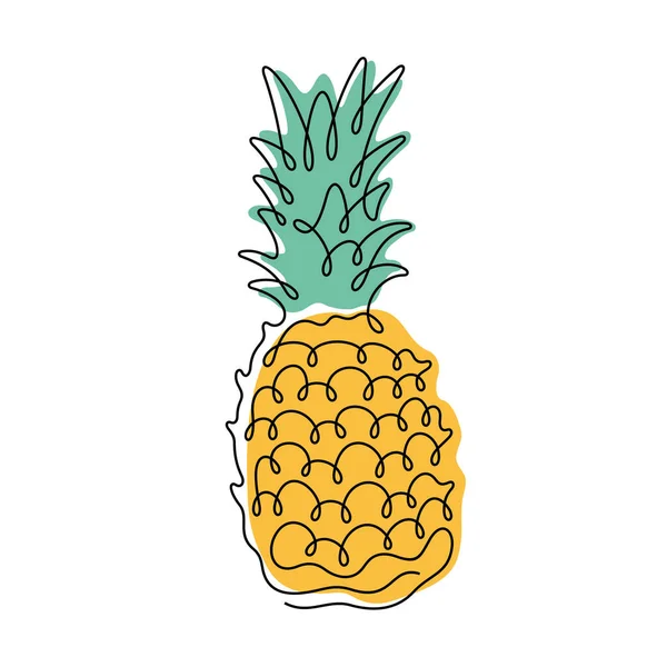 Ananas Frucht Durchgehende Linie Farbenfrohe Vektorillustration Stockillustration