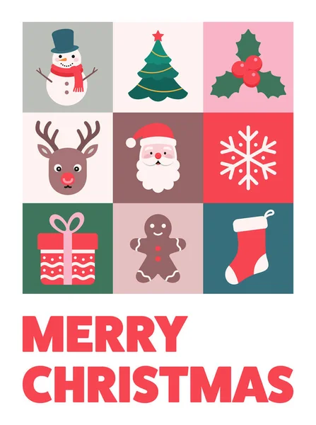 Merry Christmas Poster Vector Illustration — Stock Vector