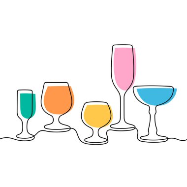 Kokteyller aralıksız çizgi renkli vektör çizimi