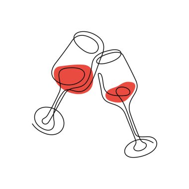Kırmızı şarap aralıksız çizgi renkli vektör çizimi