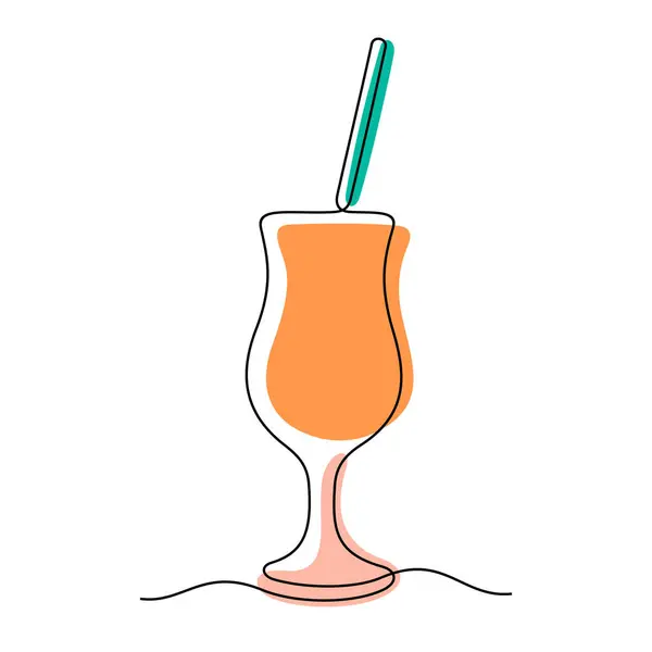 Cocktail Kontinuerlig Linje Färgglada Vektor Illustration — Stock vektor