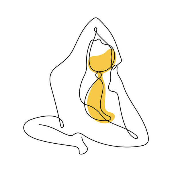 Woman doing yoga exercise continuous line vector illustration